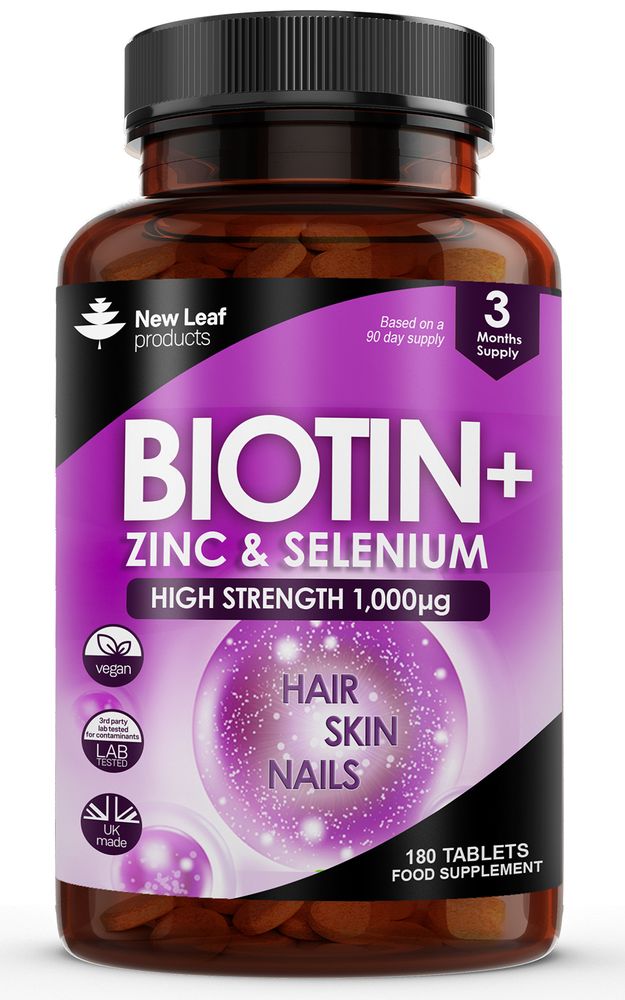 New Leaf Biotin - Hair Growth Supplement High Strength 1 000 mcg - 180 Tablets