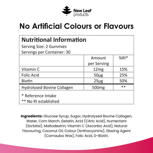 New Leaf Collagen Gummies Vitamin C, Folic Acid & Biotin - 60 Gummies