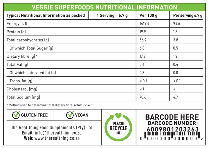 The Real Thing Veggie Superfoods - 200g